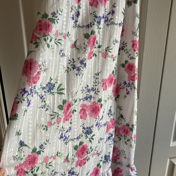 NWOT Cottagecore Schiffy Eyelet White w Pink Floral Print Sundress … - Picture 8 of 12